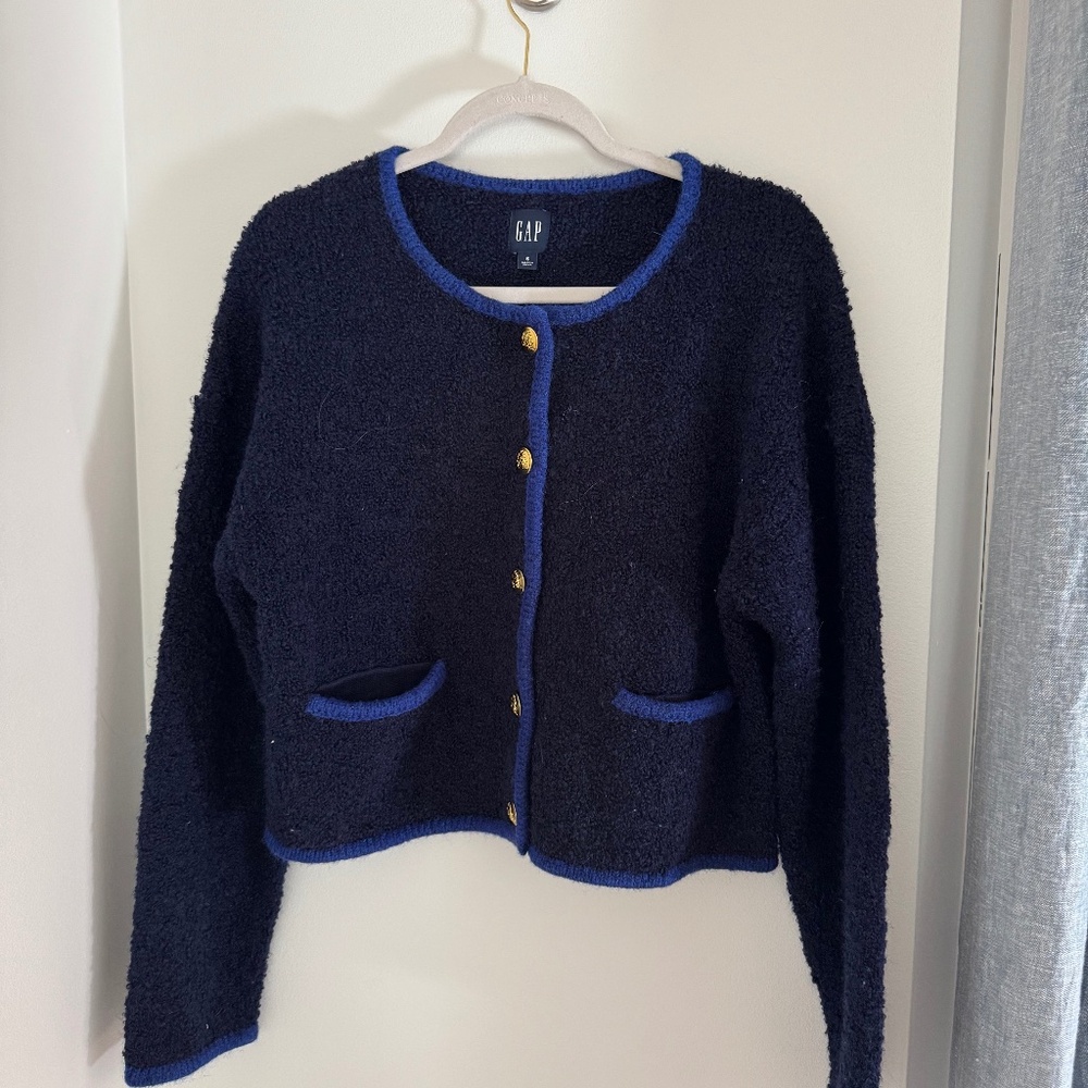 Navy & Blue Chunky Knit Cardigan